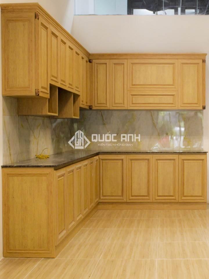 Tủ bếp nhôm vân gỗ Quốc Anh Door (1)