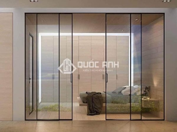 Cửa nhôm kính lùa hoạt động trượt sang ngang.