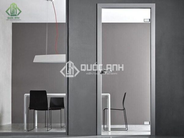 Cửa kính cường lực 1 cánh có cấu tạo đơn giản.