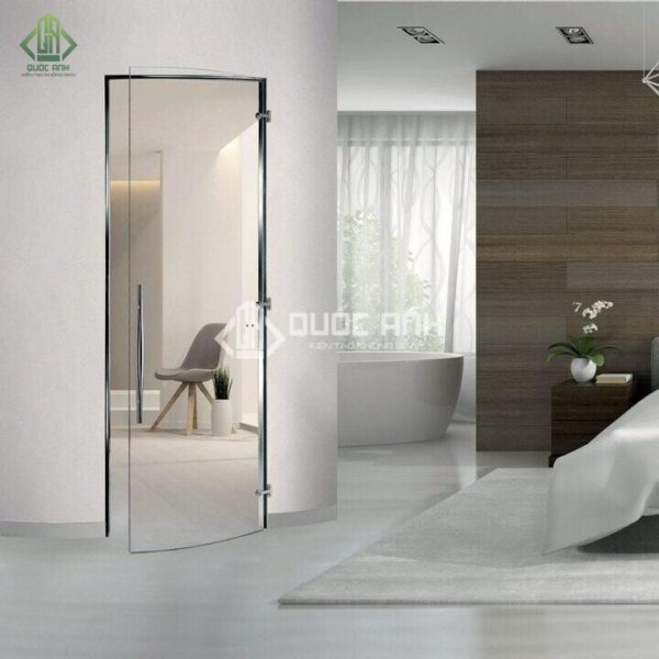 Cửa kính cường lực cong độc đáo.