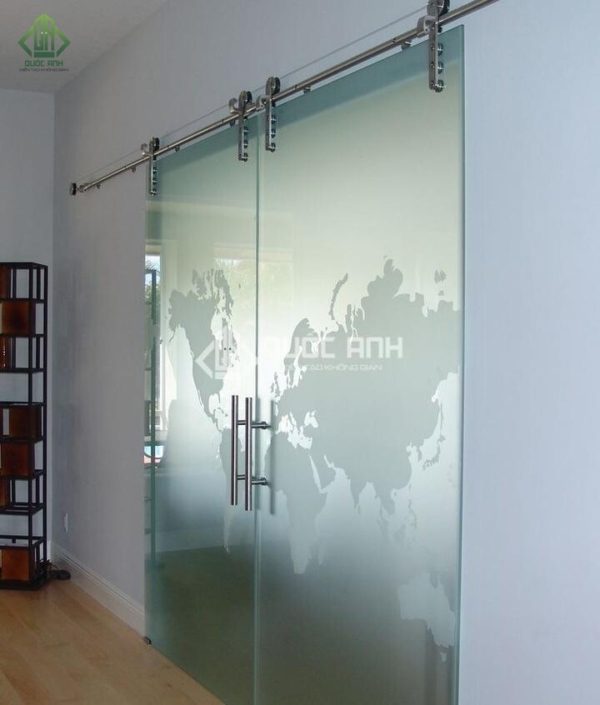 Cửa lùa ray treo 2 cánh đẹp.