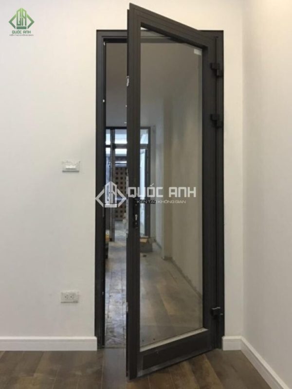 Cửa nhôm kính văn phòng mở quay 1 cánh.