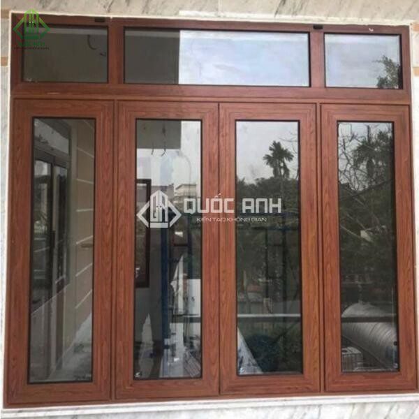 Cửa sổ nhôm Xingfa vân gỗ 4 cánh.