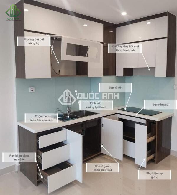 Quốc Anh Door chuyên thi công tủ bếp các loại chất lượng giá tốt.