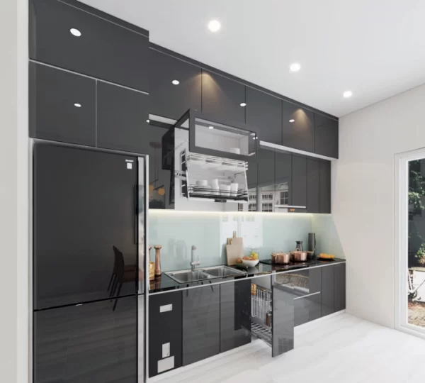 Tủ bếp thông minh được thiết kế các ngăn hợp lý.