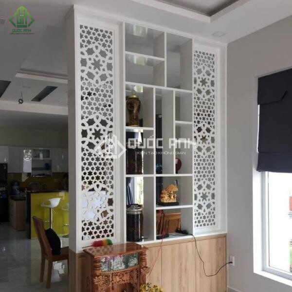 Mẫu vách ngăn CNC lắp ngăn phòng khách và phòng ngủ.