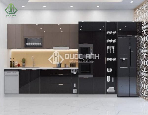 Tủ bếp inox cánh kính có cấu tạo cơ bản giống các mẫu tủ bếp khác.