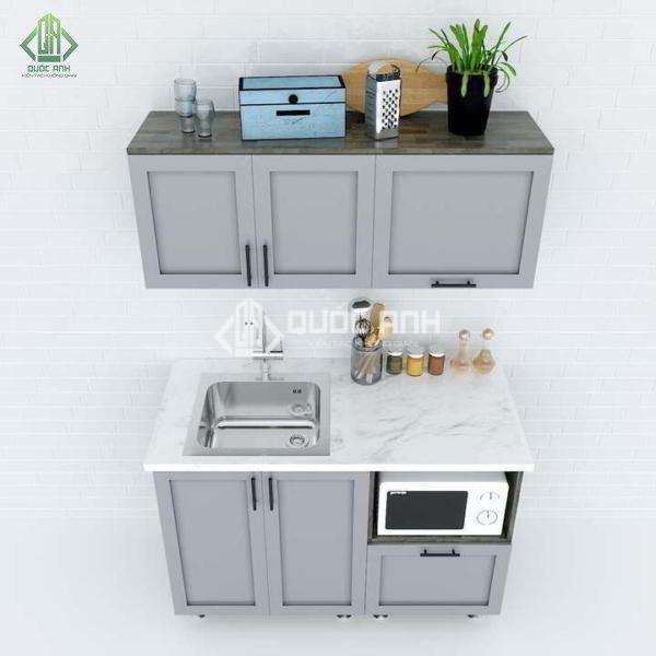 Tủ bếp mini phù hợp với những ngôi nhà có không gian bếp nhỏ.