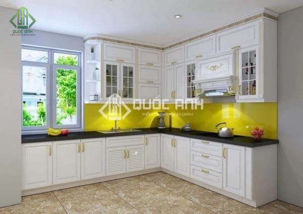 Quốc Anh Door là địa chỉ lắp đặt tủ bếp tân cổ điển uy tín.