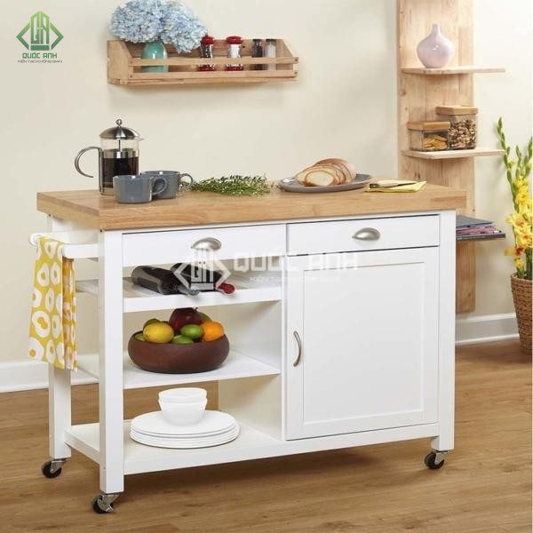Tủ bếp di động được làm từ nhiều chất liệu khác nhau.